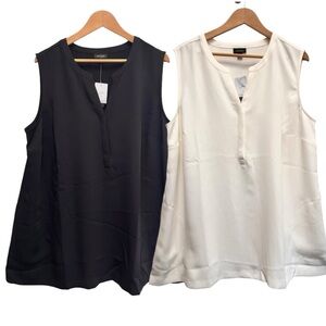 J. Jill Wearever Easy Care Lot Of 2 Sleeveless Popover Blouse Top 2X NWT $178